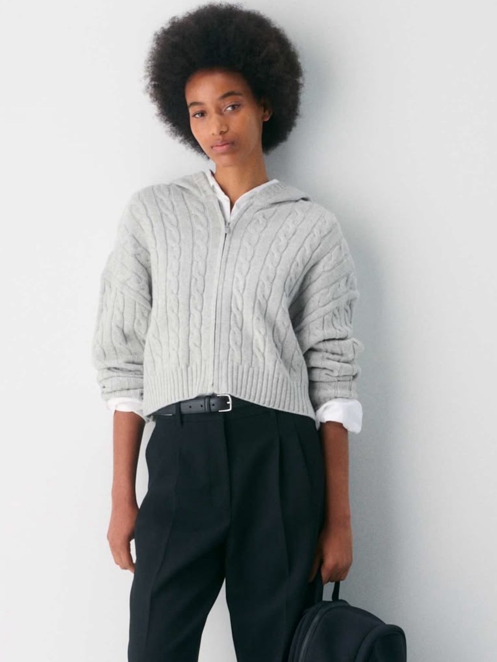 Aritzia Sunday Best Octavia Zip Hoodie Heather Chrome Size Small Wool / Cotton